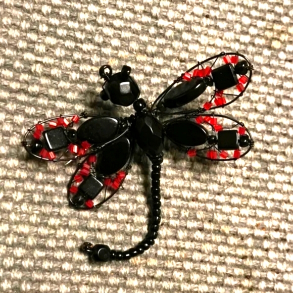 🆕️Vtg Rare Beautiful Dagon Glass Dragonfly Brooch - Picture 4 of 6